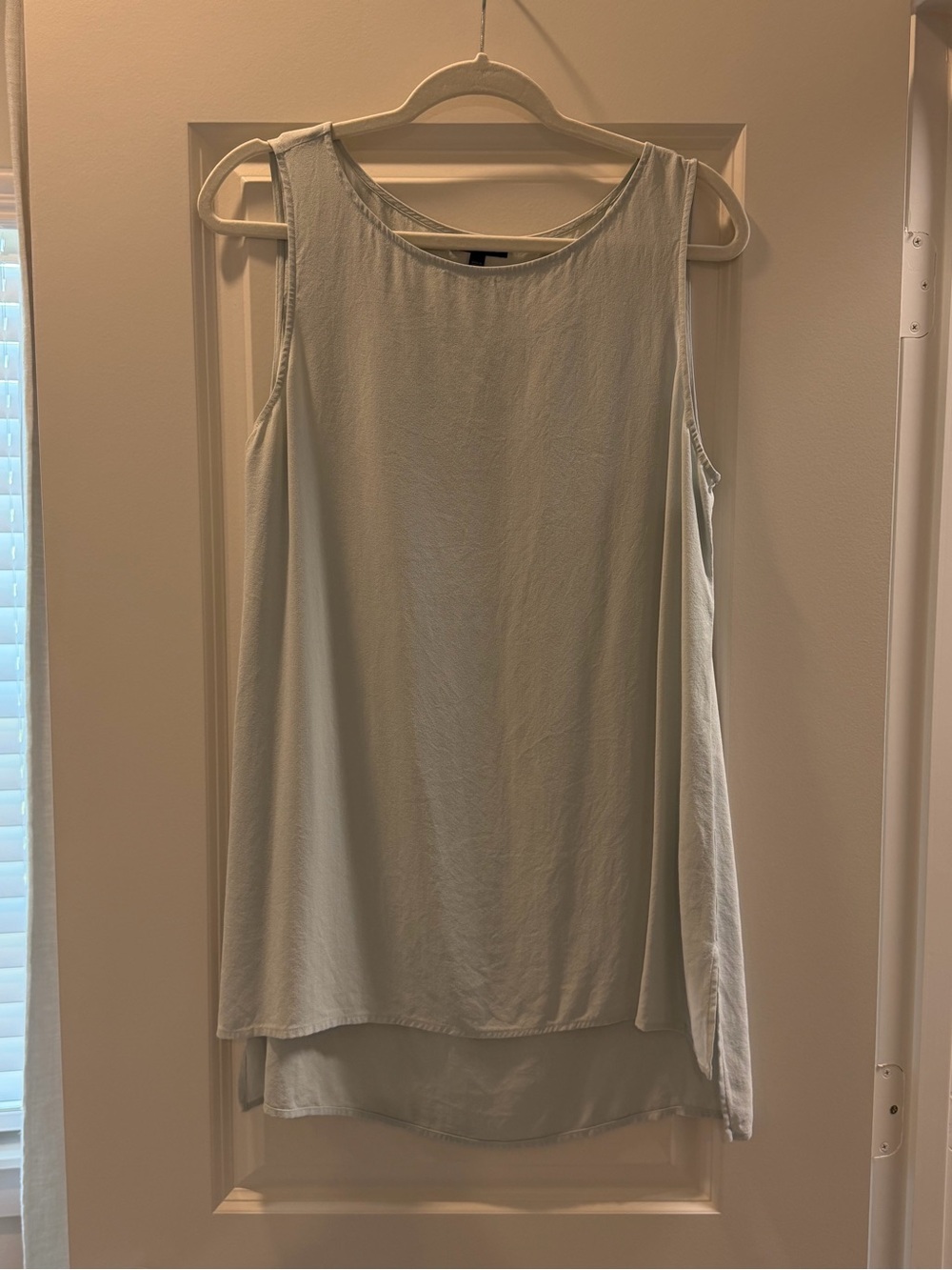 Eileen Fisher 100% Silk Ice Blue Gray Tunic